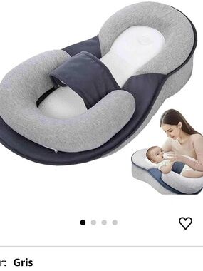 Gray Infant Support Pillow Lounger - Cozy Nesting Cushion
